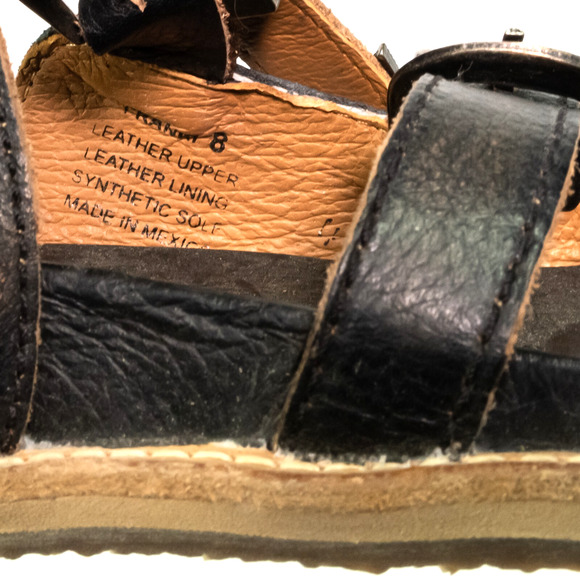 Freebird by Steven Franki Black Brown Leather Slip On Buckle Sandals Size 8 - Picture 5 of 10